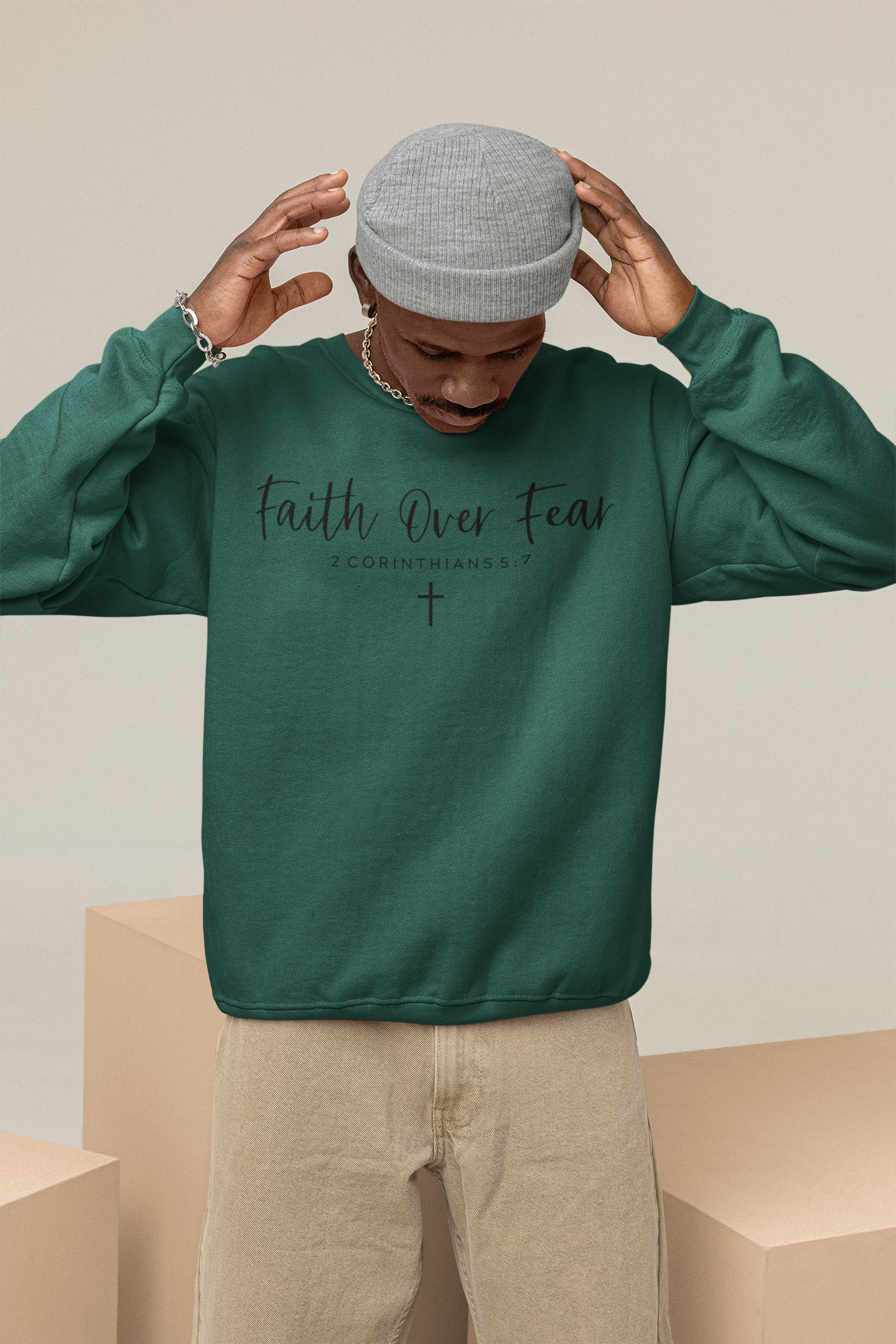 Faith over Fear Sweatshirt - Christian Inspirational Hoodie, Motivational Faith pullover