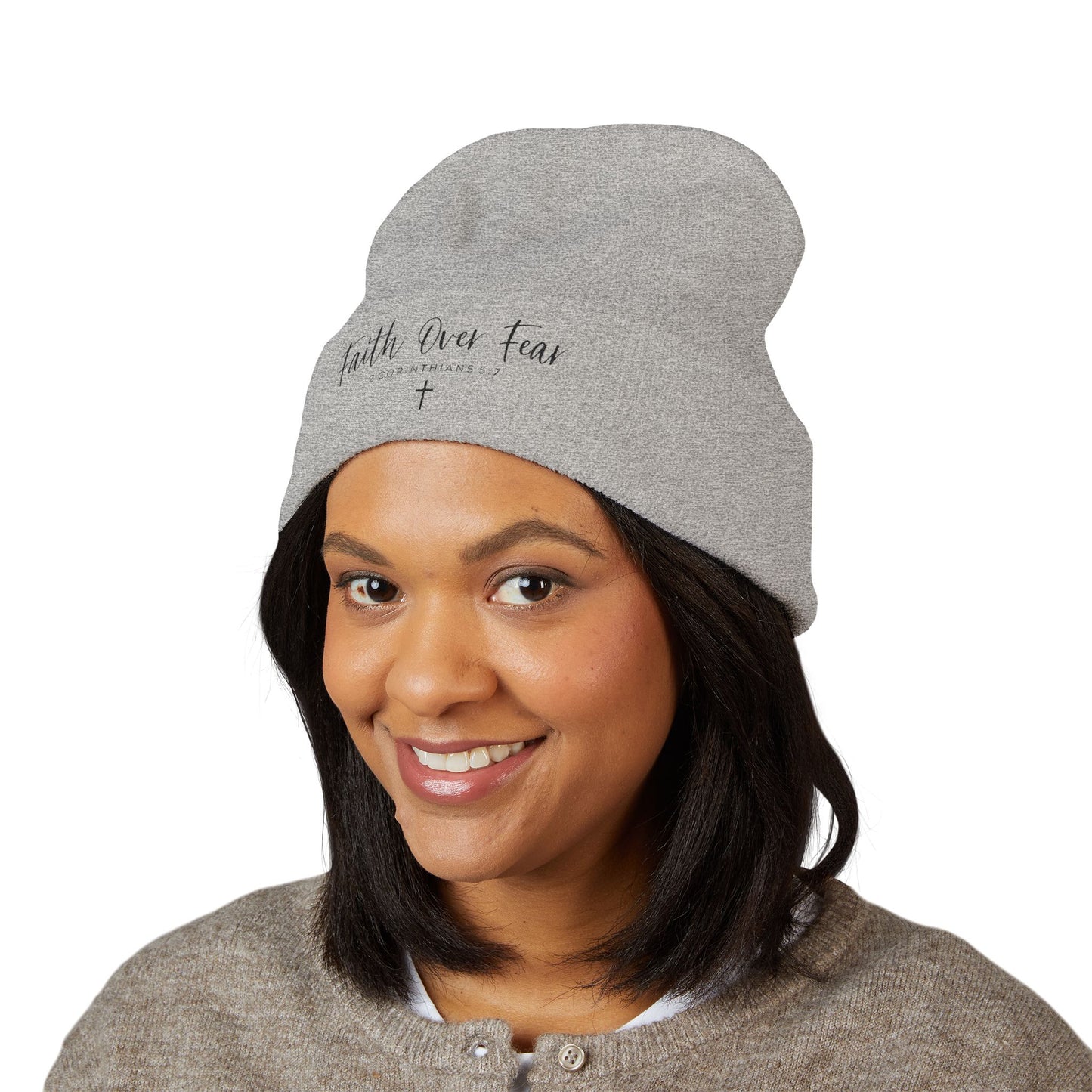 Bible Verse Beanie - Christian Faith Hat, Inspirational Scripture Knit Hat