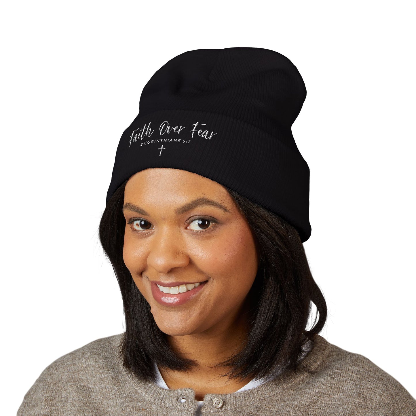 Bible Verse Beanie - Christian Faith Hat, Inspirational Scripture Knit Cap