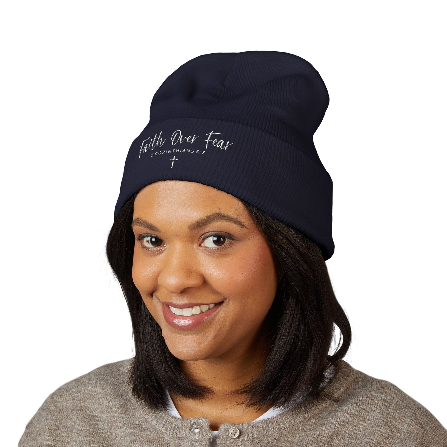 Bible Verse Beanie - Christian Faith Hat, Inspirational Scripture Knit Cap