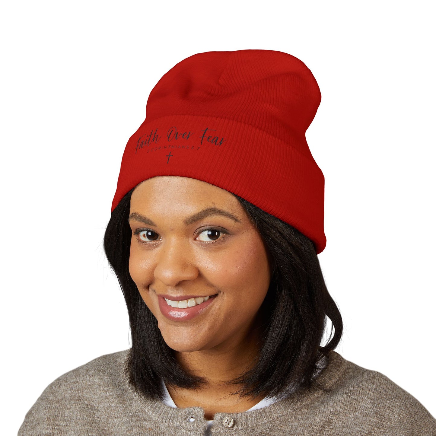 Bible Verse Beanie - Christian Faith Hat, Inspirational Scripture Knit Hat