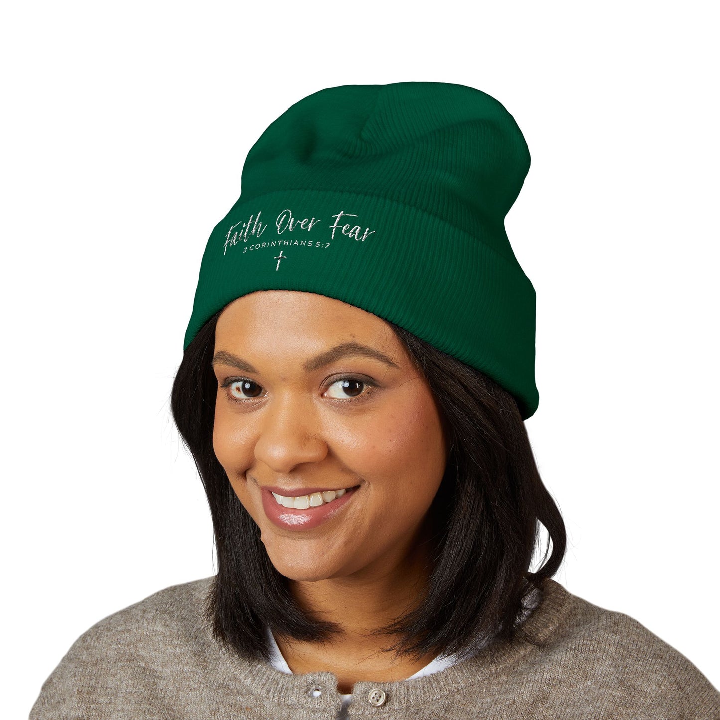 Bible Verse Beanie - Christian Faith Hat, Inspirational Scripture Knit Cap
