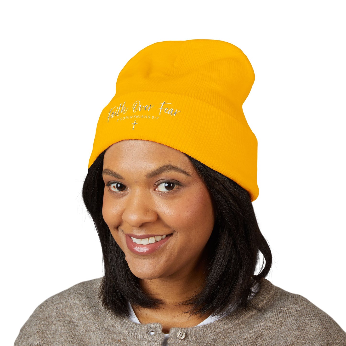 Bible Verse Beanie - Christian Faith Hat, Inspirational Scripture Knit Cap