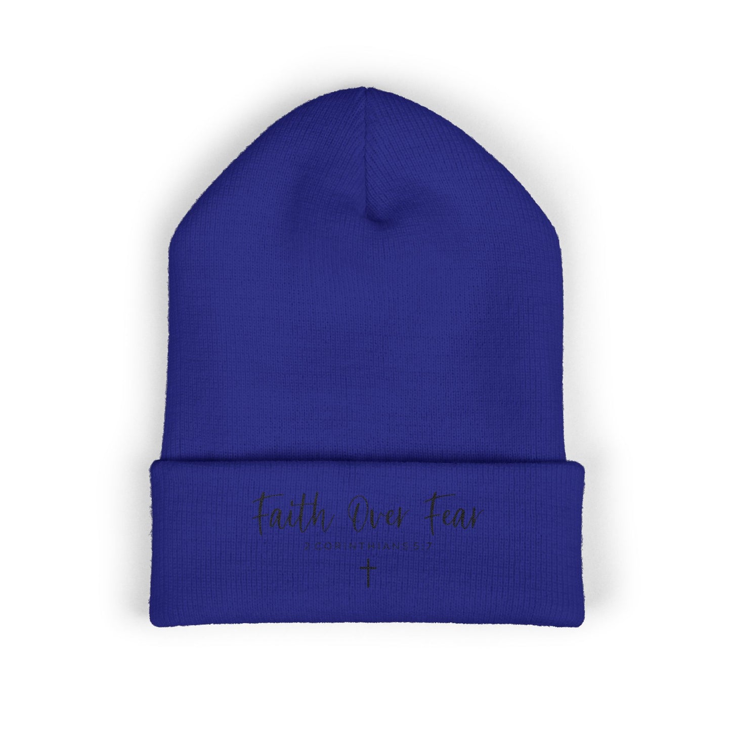 Embroidered Faith Over Fear Beanie