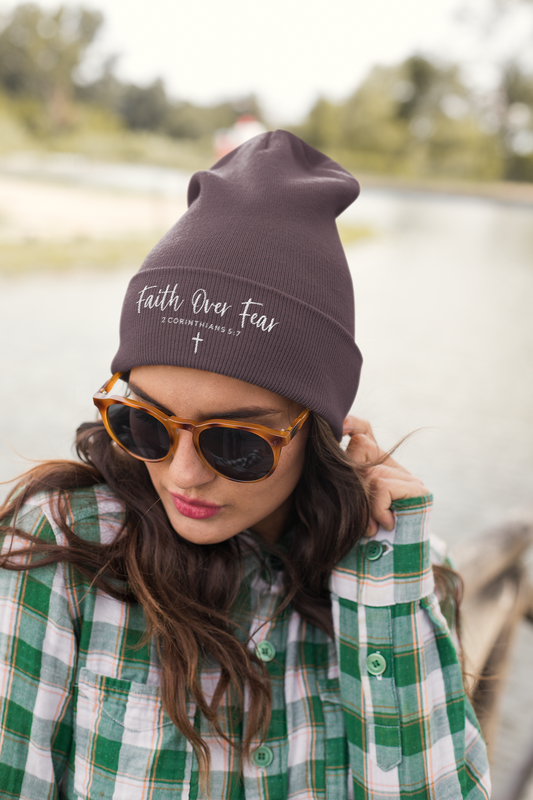 Bible Verse Beanie - Christian Faith Hat, Inspirational Scripture Knit Cap