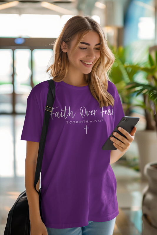 faith over fear T- Shirt - Christian Inspirational Shirt. Motivational Scripture Tee